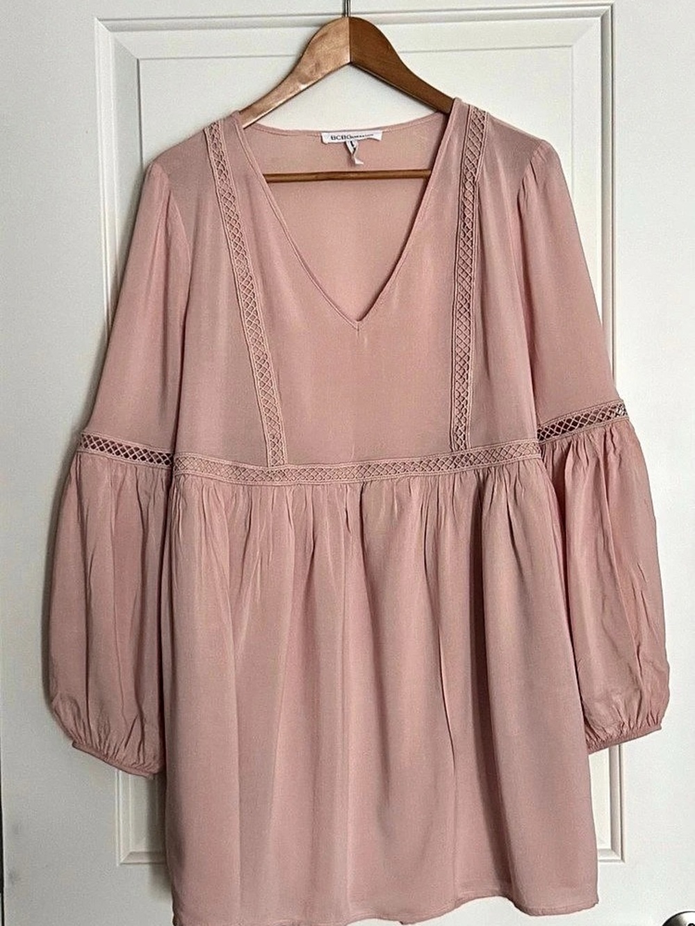 BCBGeneration Boho Mini Dress in Blush Pink | Size Medium